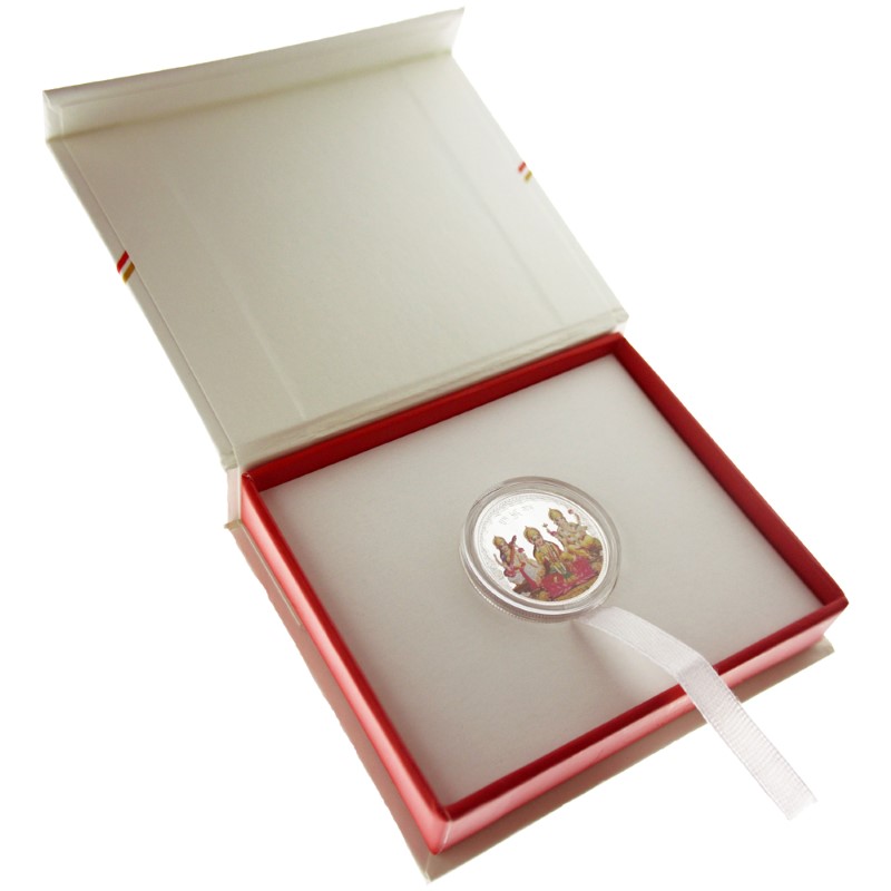 10g Tri-God Silver Round Coloured in Gift Box